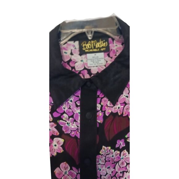 Bob Mackie Silk Blouse M Oversize Hydrangeas Fairy Wearable Art 100% Silk - Picture 3 of 7